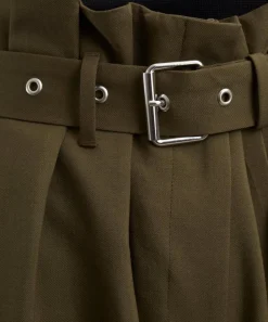 Dries Van Noten Trousers & Shorts^Khaki Belted Wool-Mohair Trousers