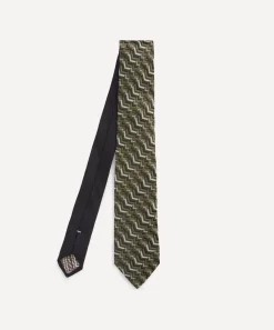 Missoni Ties^Khaki Chevron Zig-Zag Silk Tie