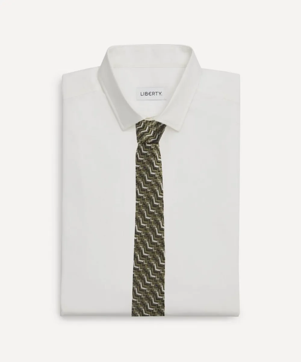 Missoni Ties^Khaki Chevron Zig-Zag Silk Tie