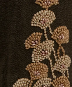 Kartik Research Trousers^Khaki Double Pleat Hand-Embroidered Trousers