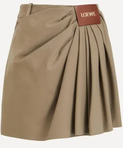 Loewe Skirts^Khaki Draped Cotton-Silk Skirt