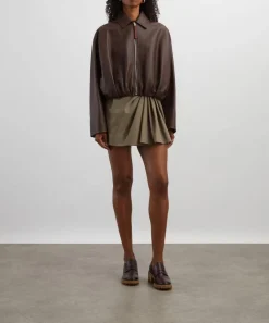 Loewe Skirts^Khaki Draped Cotton-Silk Skirt