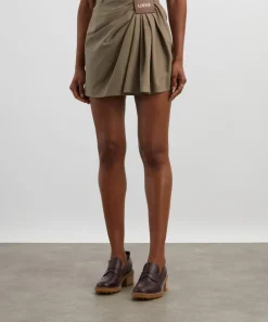 Loewe Skirts^Khaki Draped Cotton-Silk Skirt