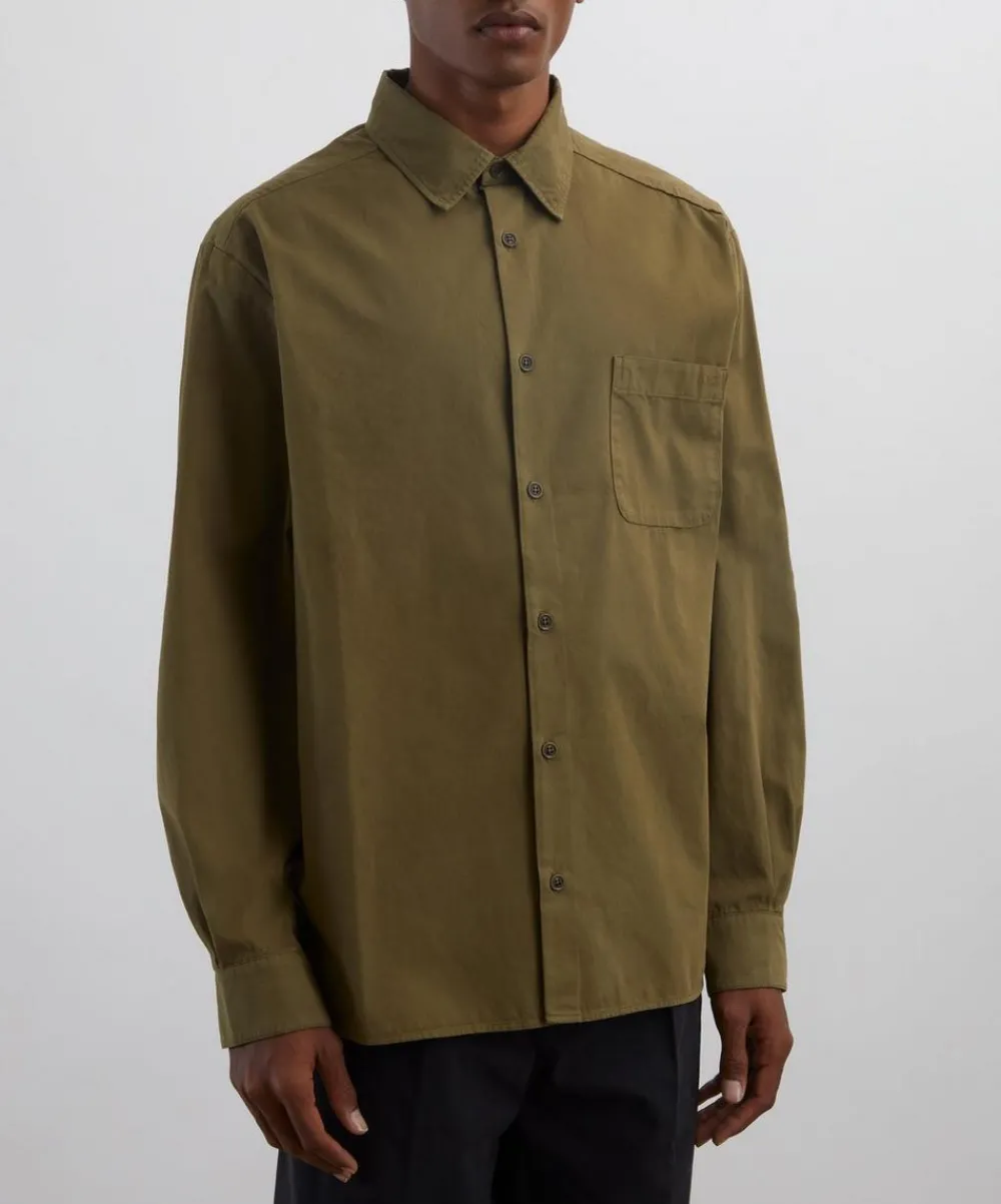A.P.C. Shirts^Khaki Malo Cotton Shirt