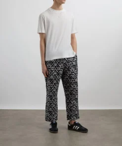 Wax London Trousers^Kurt Navy Flower Stamp Jacquard Trousers