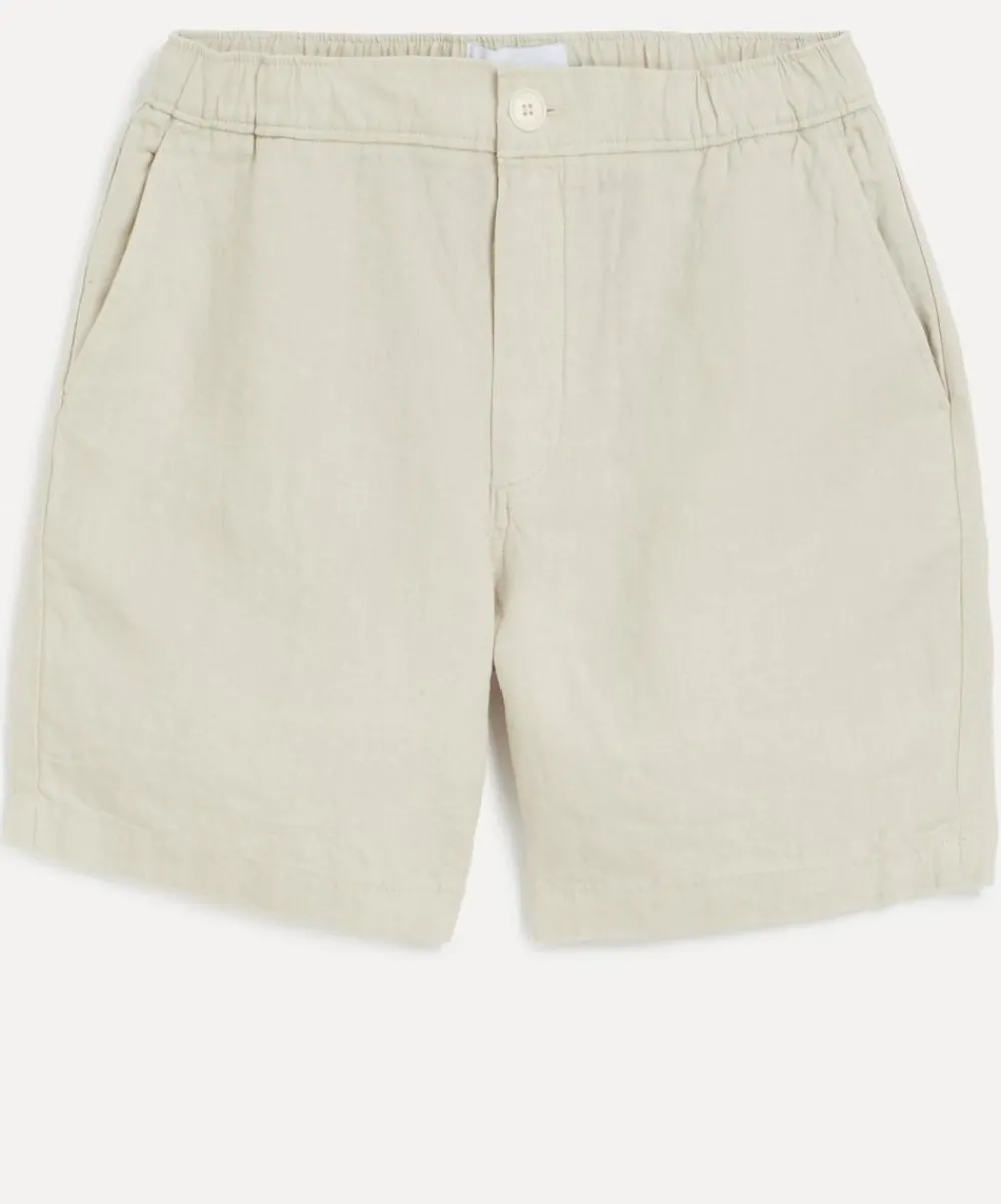 Wax London Shorts^Kurt Washed Beige Linen Shorts