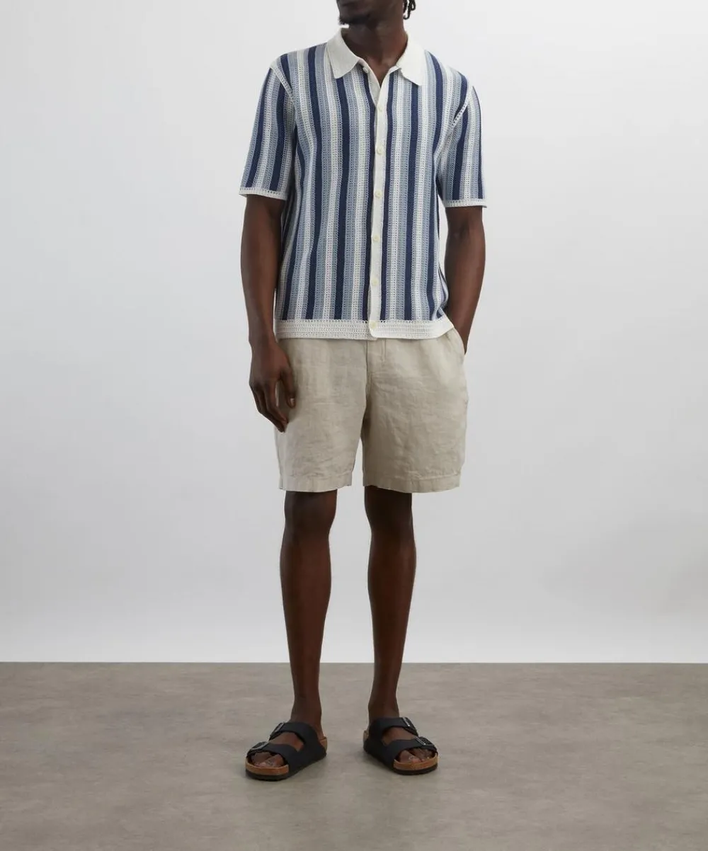 Wax London Shorts^Kurt Washed Beige Linen Shorts