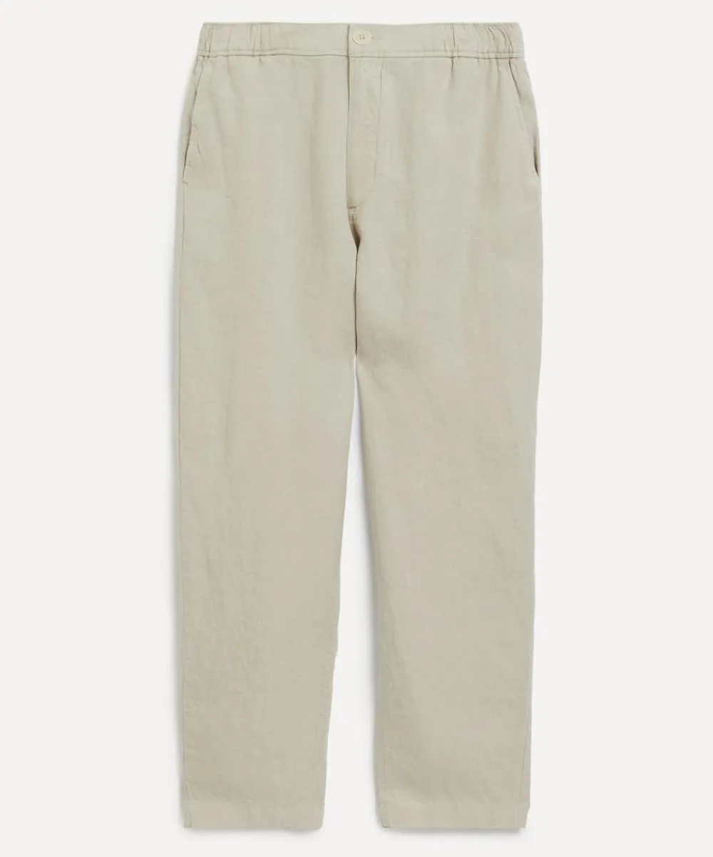 Wax London Trousers^Kurt Washed Beige Linen Trousers