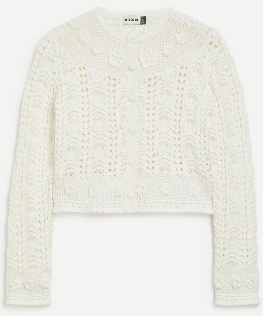 RIXO Knitwear^Kyra Cotton Crochet Cardigan