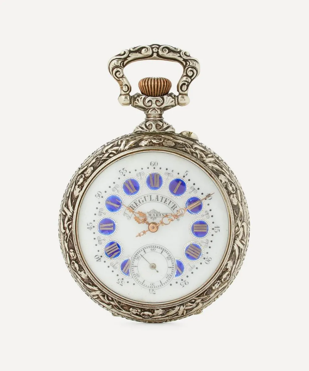Designer Vintage Jewellery^Late Victorian Regulateur de Marine Silver Plate Clock