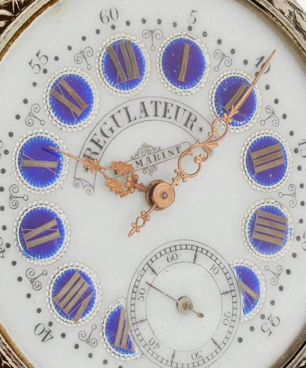 Designer Vintage Jewellery^Late Victorian Regulateur de Marine Silver Plate Clock
