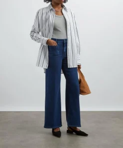Frame Jeans^Le Slim Palazzo Modernist Pocket Wide Leg Jeans in Loner