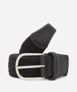 Anderson's Belts^Leather Trimmed Woven-Stretch Belt