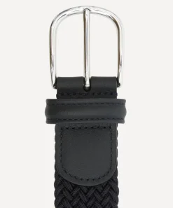 Anderson's Belts^Leather Trimmed Woven-Stretch Belt