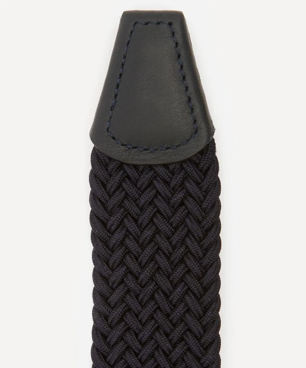Anderson's Belts^Leather Trimmed Woven-Stretch Belt
