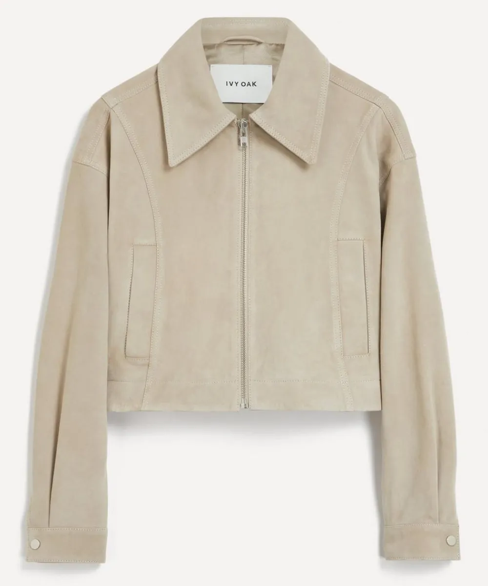 Ivy Oak Coats & Jackets^Lena Light Stone Suede Bomber Jacket