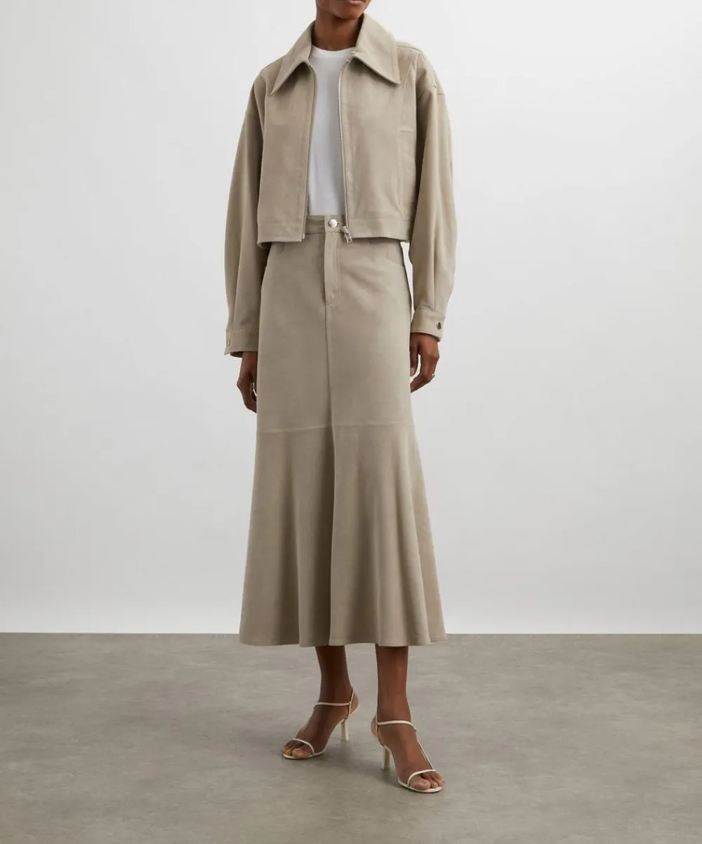 Ivy Oak Coats & Jackets^Lena Light Stone Suede Bomber Jacket