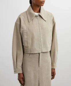 Ivy Oak Coats & Jackets^Lena Light Stone Suede Bomber Jacket