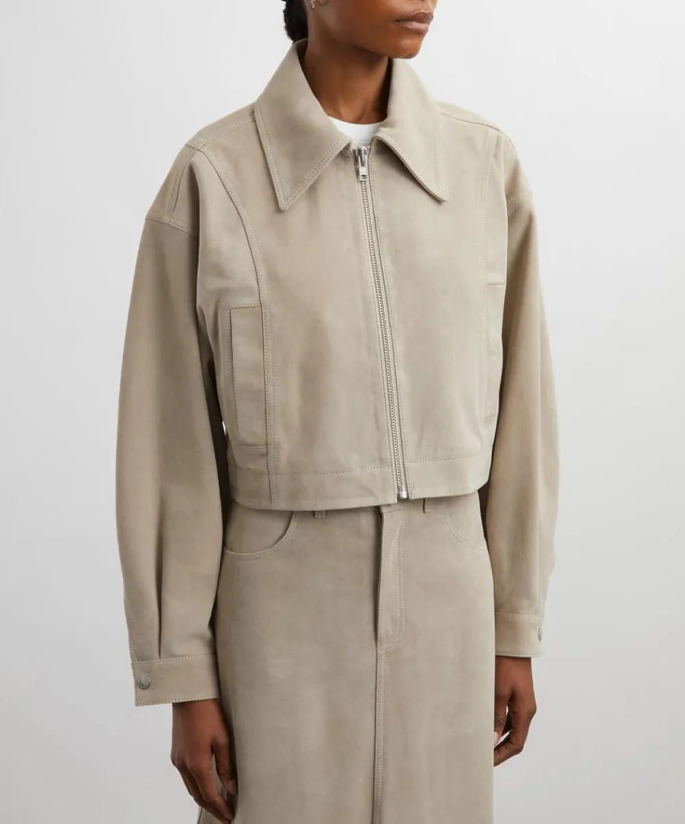 Ivy Oak Coats & Jackets^Lena Light Stone Suede Bomber Jacket