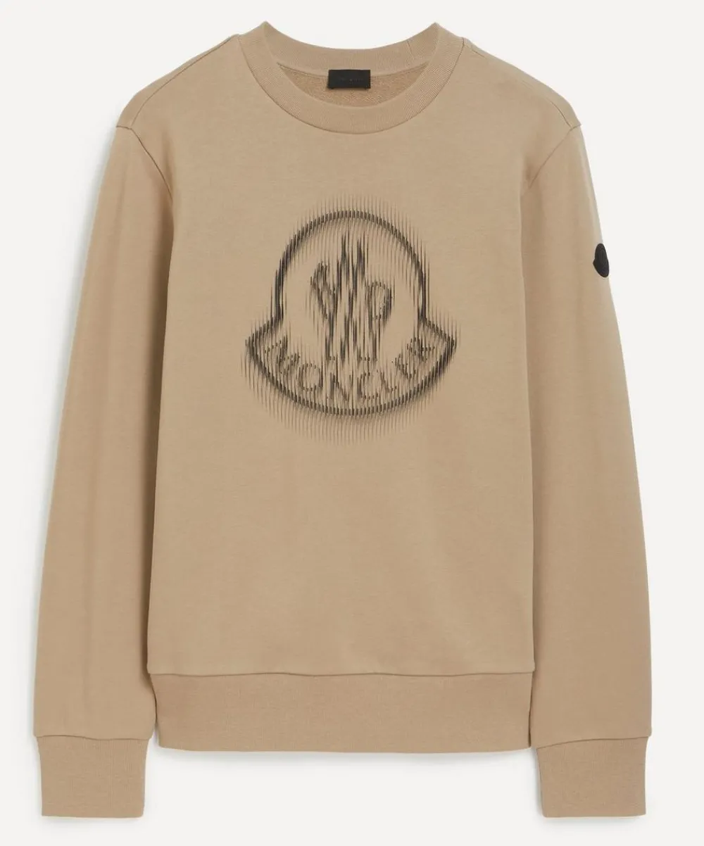 Moncler Knitwear & Sweats^Light Beige Blurred Logo Sweatshirt