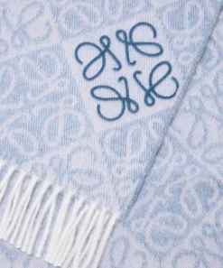 Loewe Scarves^Light Blue Anagram Wool-Blend Scarf