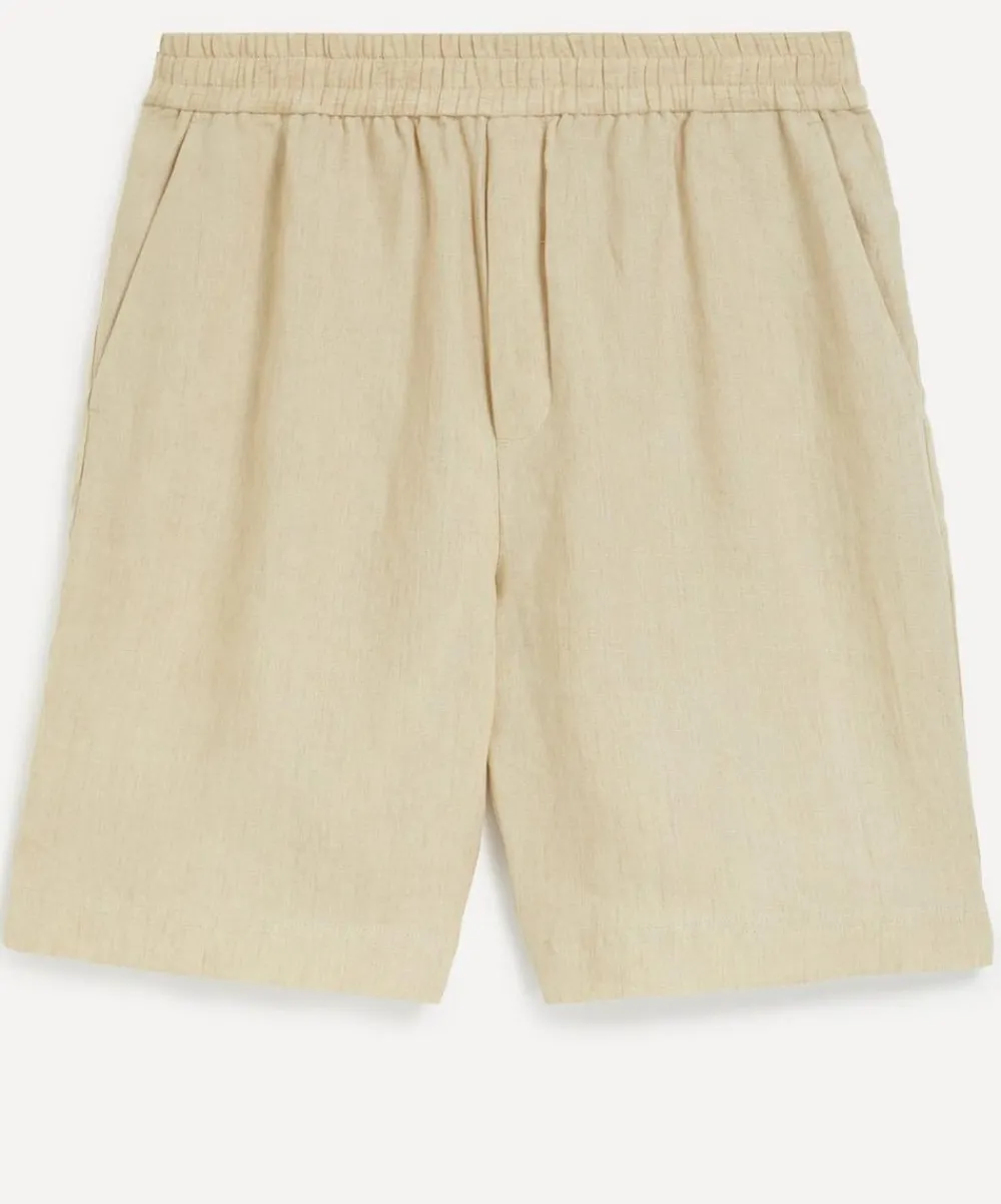 Sunspel Shorts^Light Sand Cotton-Linen Drawstring Shorts