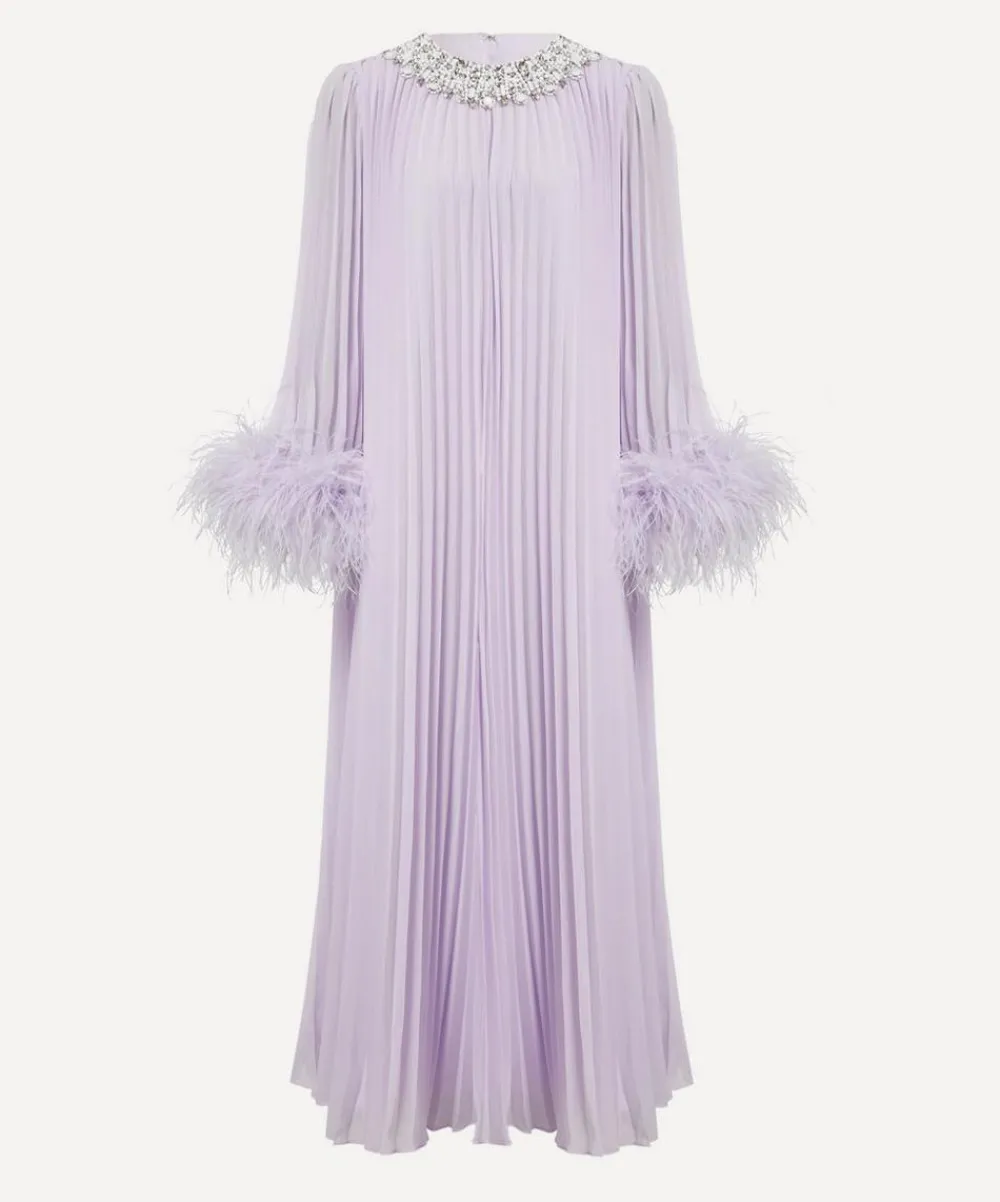 Self-Portrait Dresses^Lilac Chiffon Feather Midi Dress