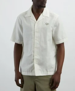 Fred Perry Shirts^Linen Blend Revere Collar Shirt