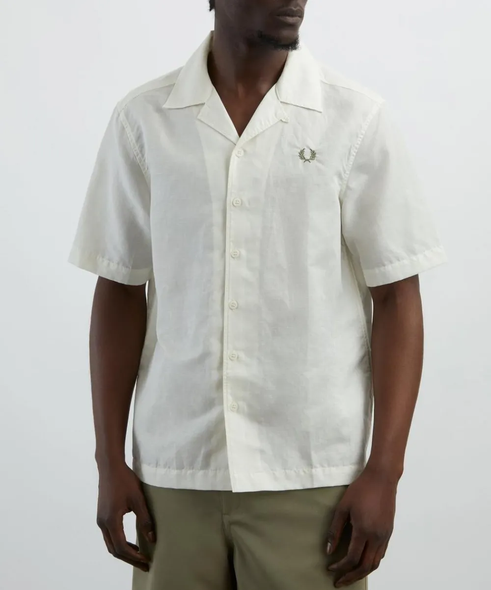 Fred Perry Shirts^Linen Blend Revere Collar Shirt