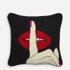 Jonathan Adler Cushions^Lips Hush Needlepoint Cushion