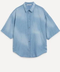 Acne Studios Shirts^Logo Stamp Denim Button-Up Shirt