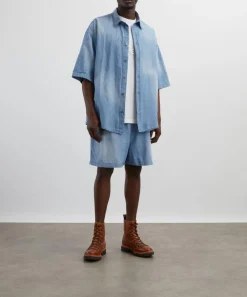 Acne Studios Shirts^Logo Stamp Denim Button-Up Shirt