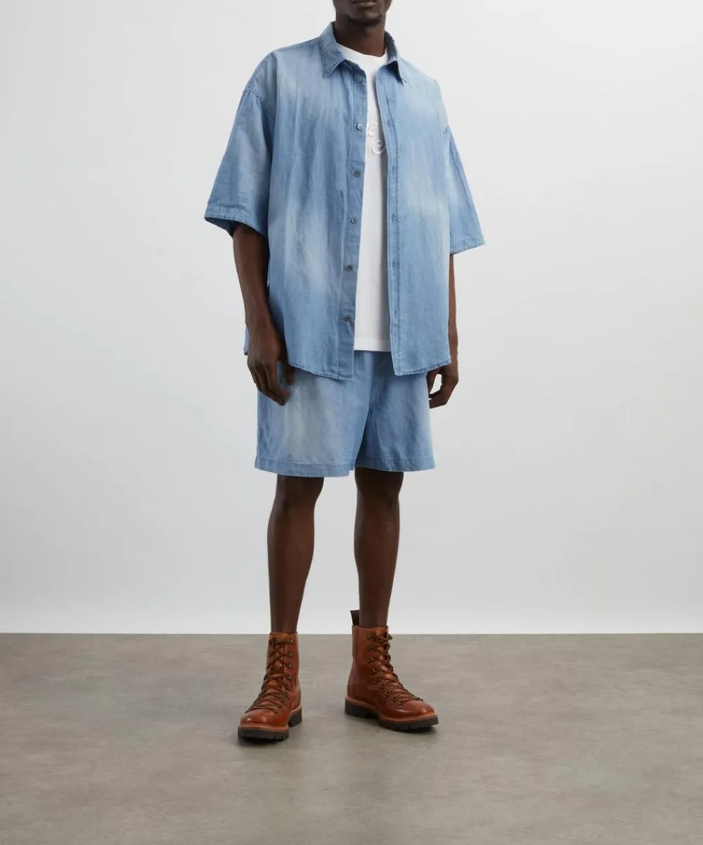 Acne Studios Shirts^Logo Stamp Denim Button-Up Shirt