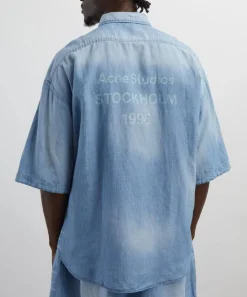 Acne Studios Shirts^Logo Stamp Denim Button-Up Shirt