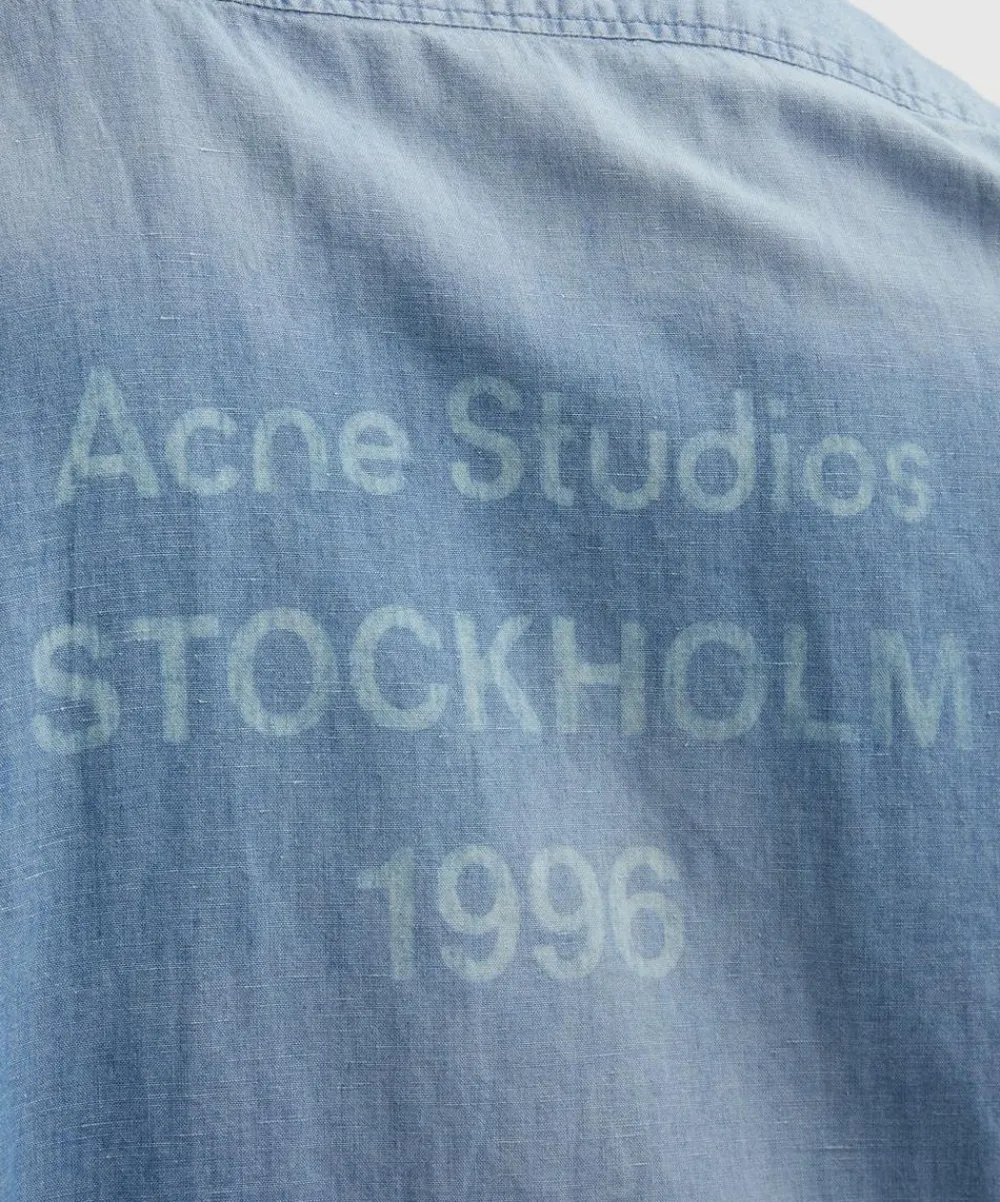 Acne Studios Shirts^Logo Stamp Denim Button-Up Shirt