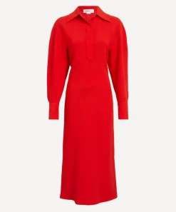 Victoria Beckham Dresses^Long Sleeve Polo Collar Midi Dress