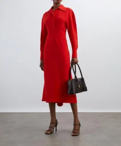 Victoria Beckham Dresses^Long Sleeve Polo Collar Midi Dress