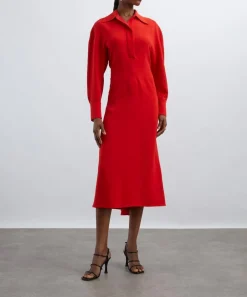 Victoria Beckham Dresses^Long Sleeve Polo Collar Midi Dress