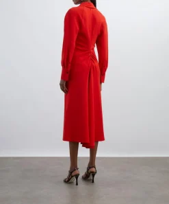 Victoria Beckham Dresses^Long Sleeve Polo Collar Midi Dress