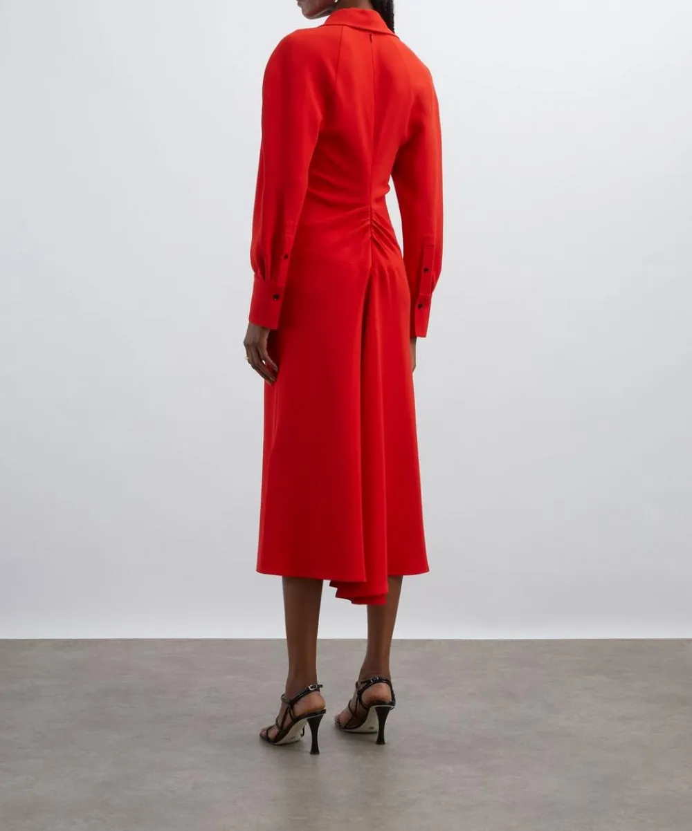Victoria Beckham Dresses^Long Sleeve Polo Collar Midi Dress