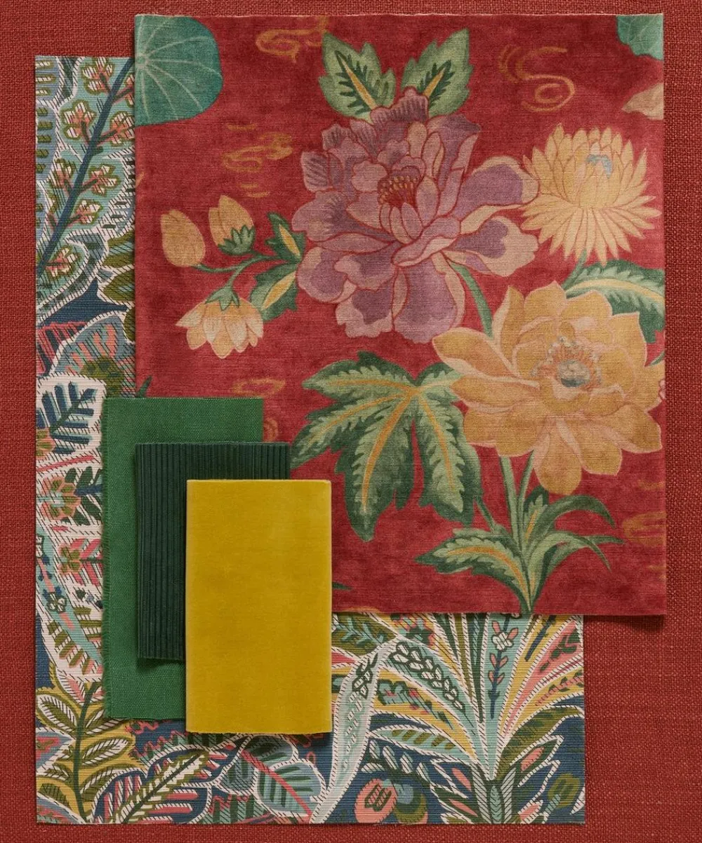Liberty Interiors Furnishing Fabrics^Lotus Garden Downley Velvet in Lacquer