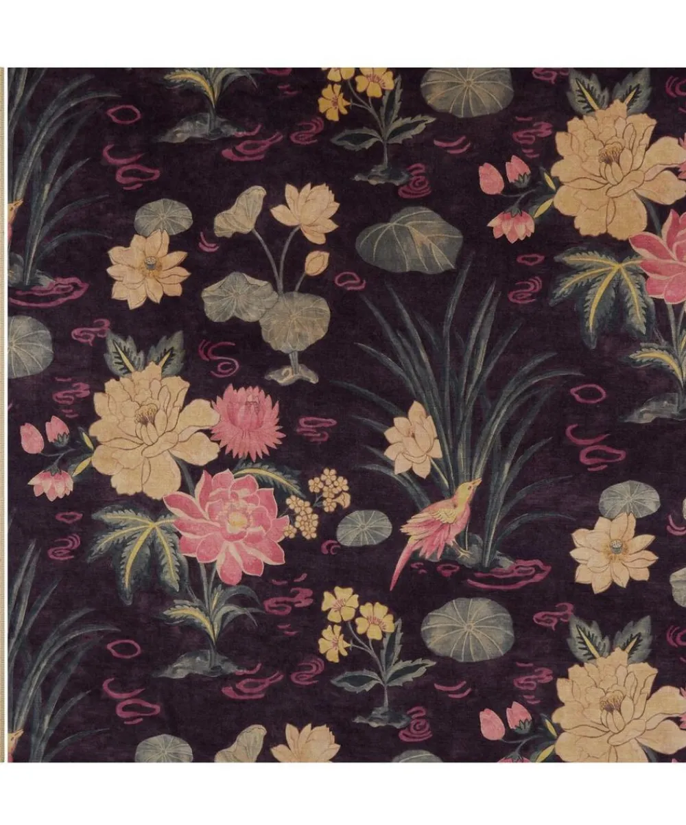 Liberty Interiors Furnishing Fabrics^Lotus Garden Downley Velvet in Brinjal