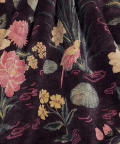 Liberty Interiors Furnishing Fabrics^Lotus Garden Downley Velvet in Brinjal