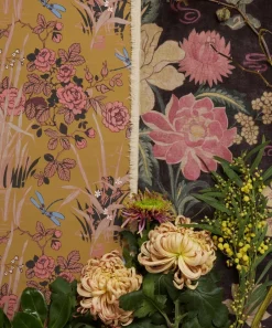 Liberty Interiors Furnishing Fabrics^Lotus Garden Downley Velvet in Brinjal