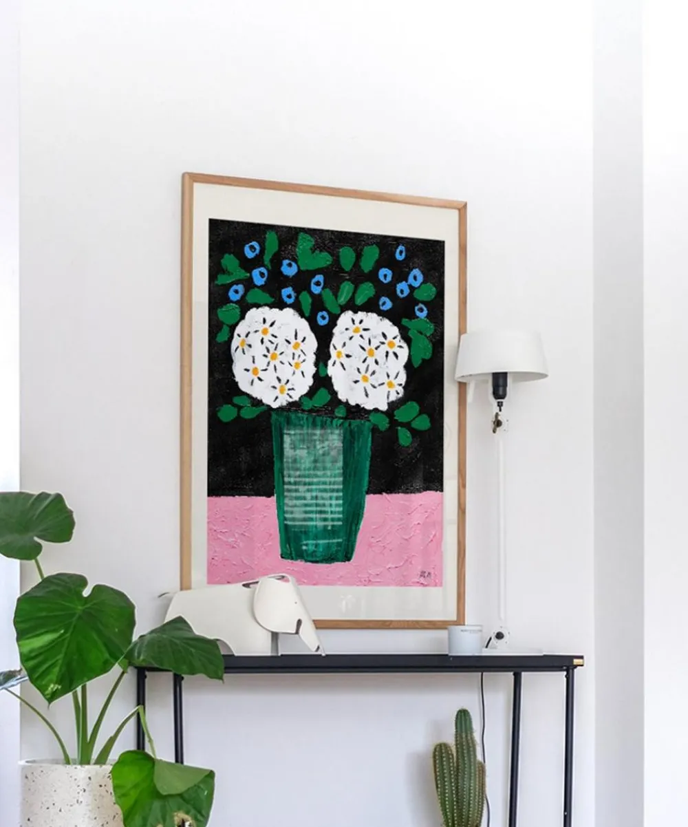 PSTR Studio Wall Art|Living Room^Madelen Möllard Bouquet in Green Vase Framed Print