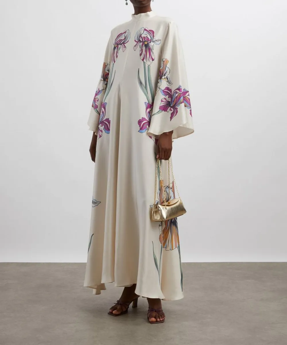 La DoubleJ Dresses^Magnifico Iris Placée Ivory Silk Twill Maxi Dress