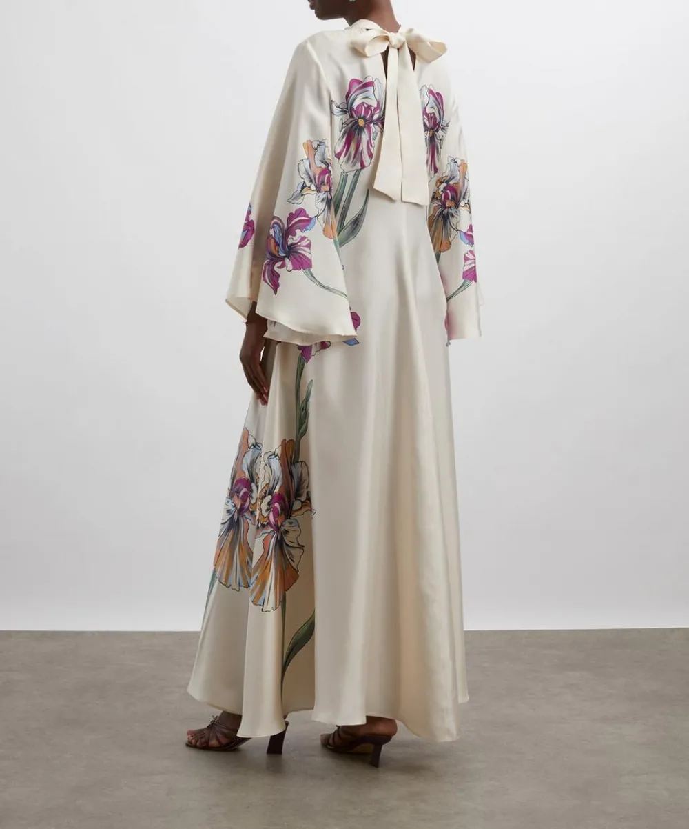 La DoubleJ Dresses^Magnifico Iris Placée Ivory Silk Twill Maxi Dress