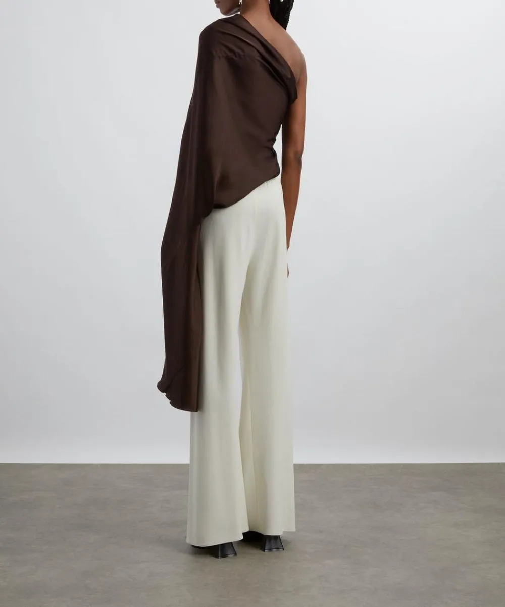 Rick Owens Tops^Mahogany One-Shoulder Draped Satin Top