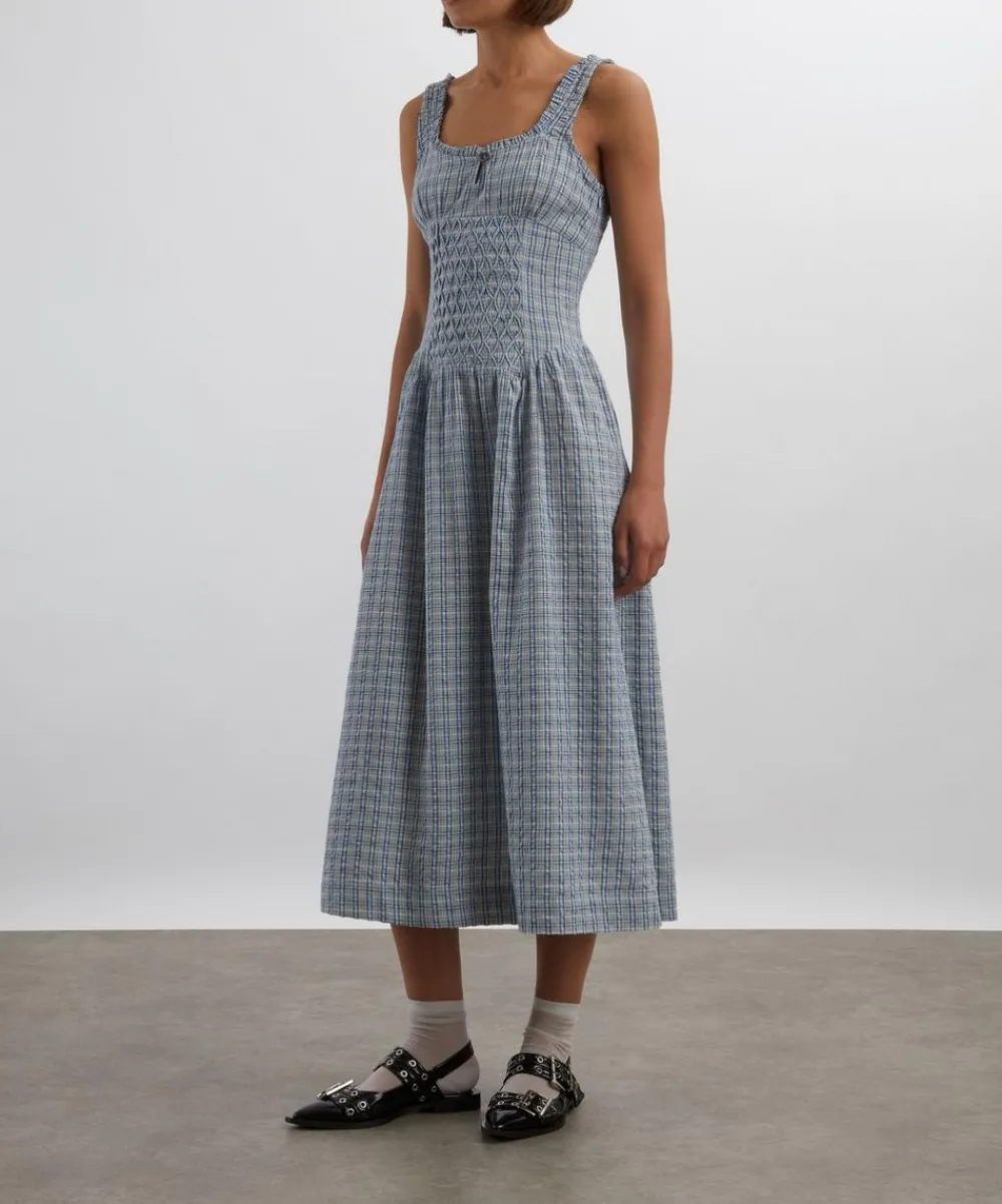 Damson Madder Dresses^Mallory Cloudy Check Midi Dress