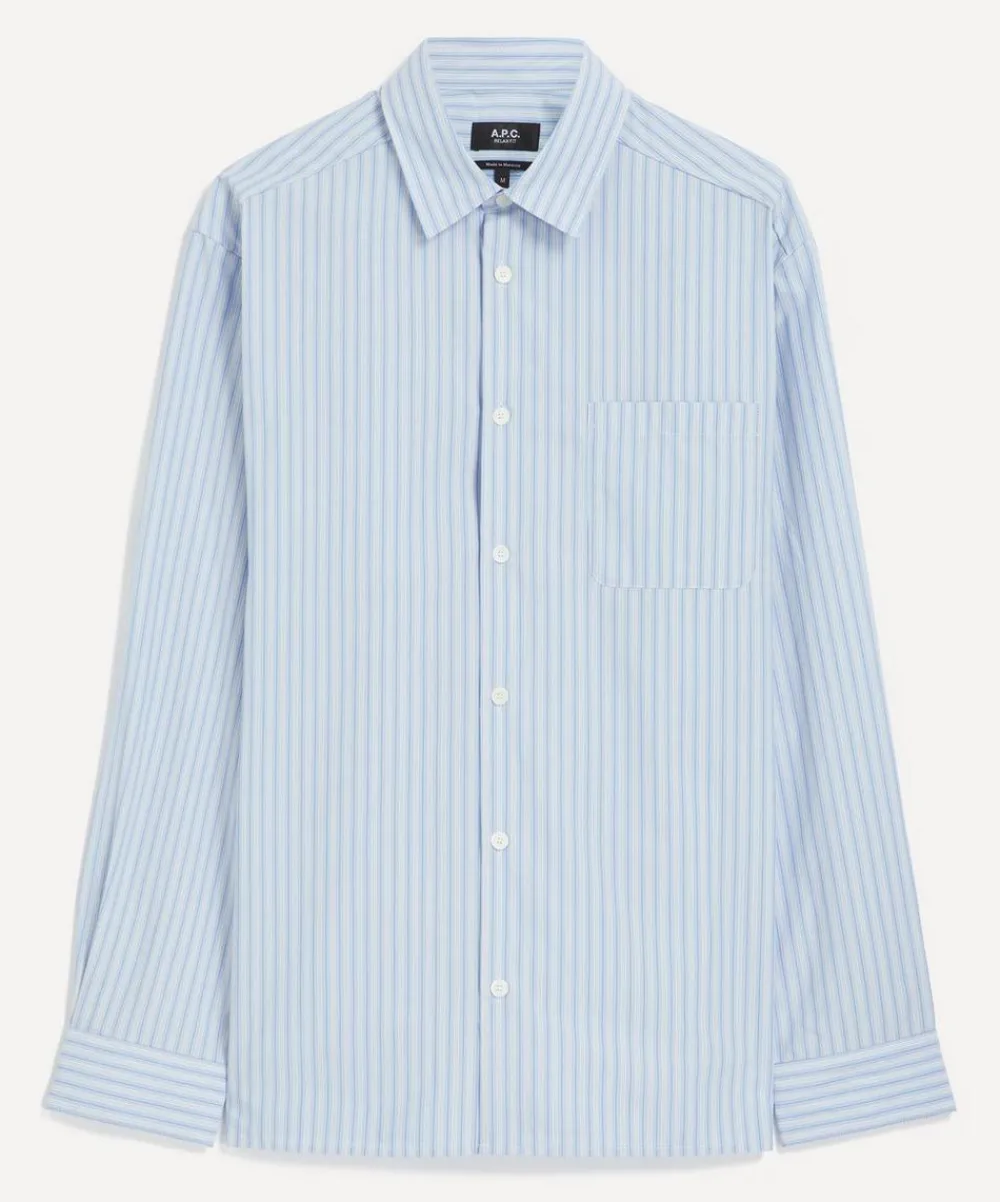 A.P.C. Shirts^Malo Blue Striped Cotton Shirt
